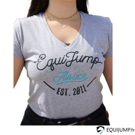 T-Shirt Equijump Alsace Col V Manches Courtes Femme