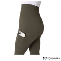 legging Janine grip genoux Kaki HORZE, vue détail sur la cuisse avec la poche téléphone 2