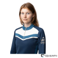 Polo technique Ayra B Vertigo Titan NavyPolo technique Ayra B Vertigo, détail sur le zip au col à l'avant et le logo sur la manc 3