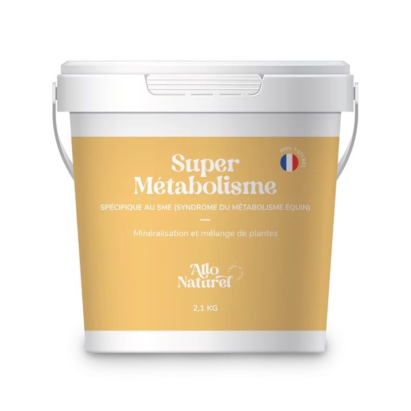Vue du seau de 2,1 kg de Super Métabolisme pour chevaux SME 1