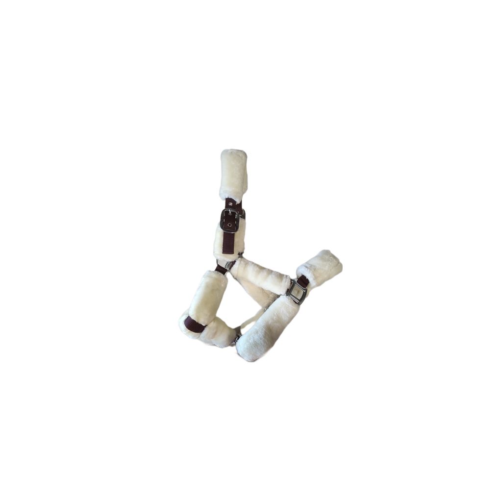 Licol Pour Cheval En Fausse Fourrure HYCONIC – Réglable, Fermeture à Clip, Doublure Confort Nez Et Gorge, Matériel Argenté
